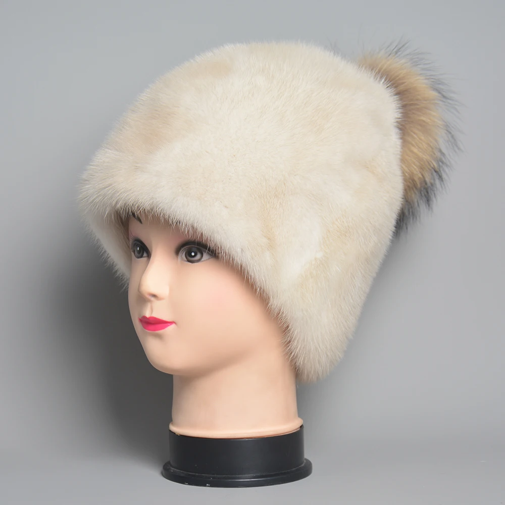 Whole Real Mink Fur Hats for Women\'s Luxury Fashion Brand High Quality Cap Christmas hat Warm In Russian Winter lady Fur Hat