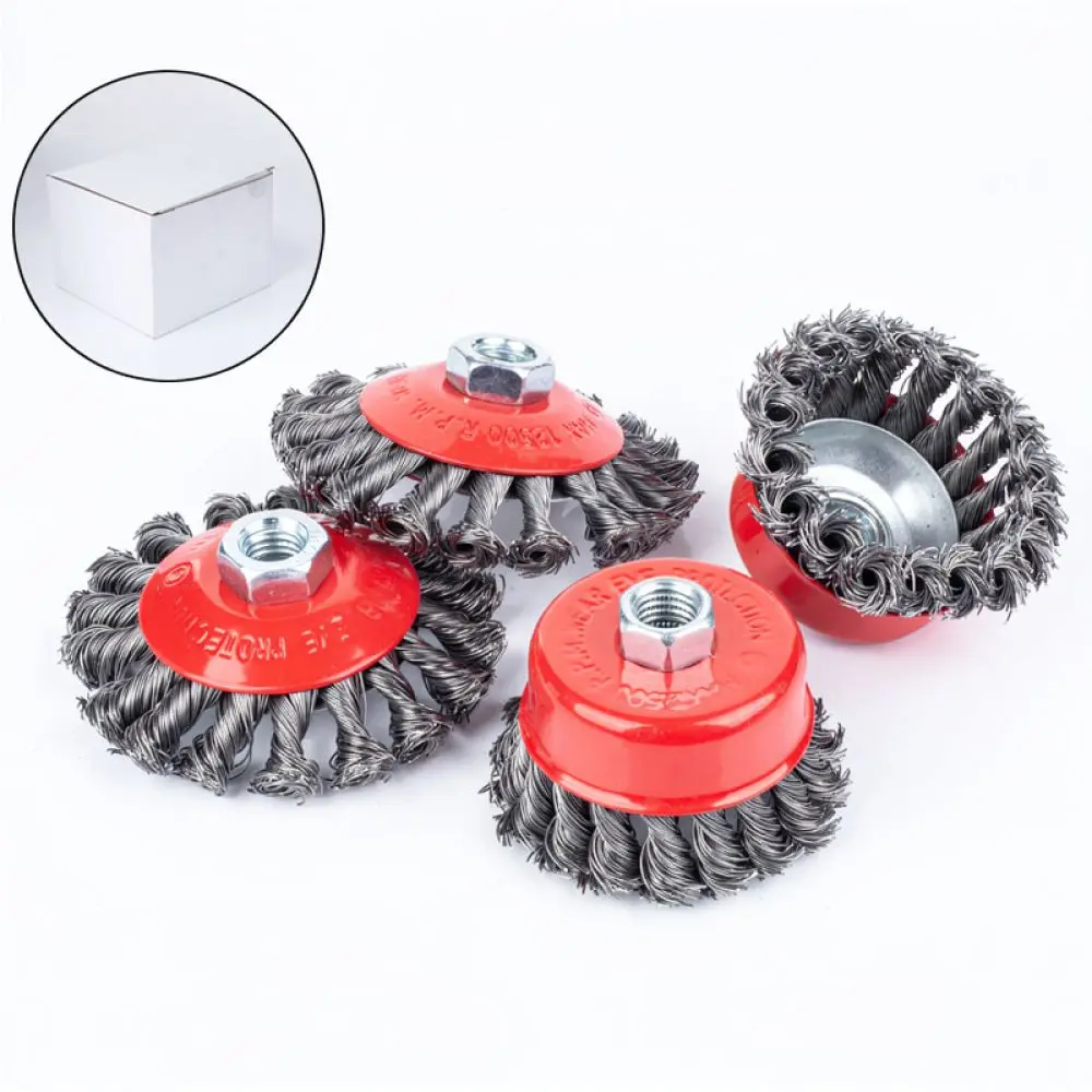 Twisted Knot Wire Wheel For Yongpin 100 Angle Grinder Metal Surface Derusting Cleaning Burr Removal Grinding Accessory