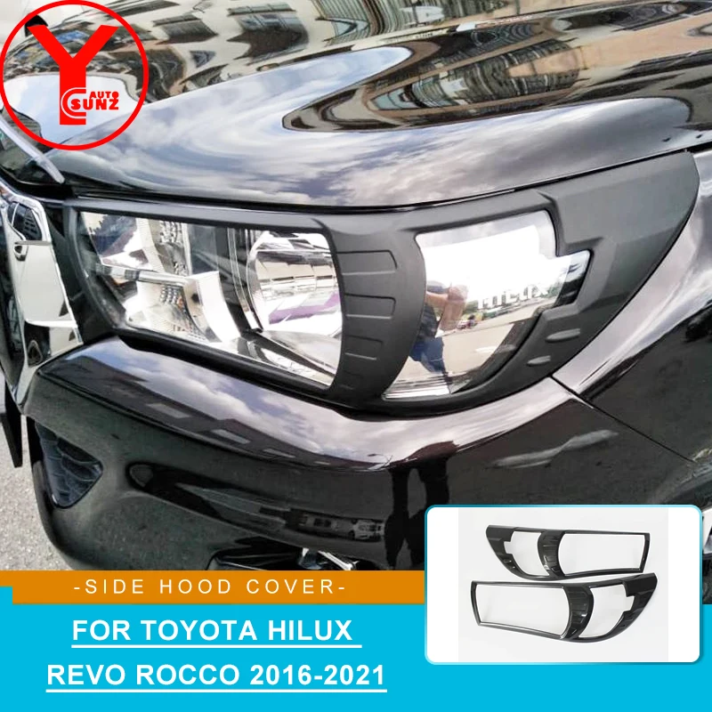 

Carbon Fiber Head Lights Cover For Toyota Revo Hilux 2016 2017 2018 2019 Car Accessories Front headlight Lamp Hood Parts Ycsunz