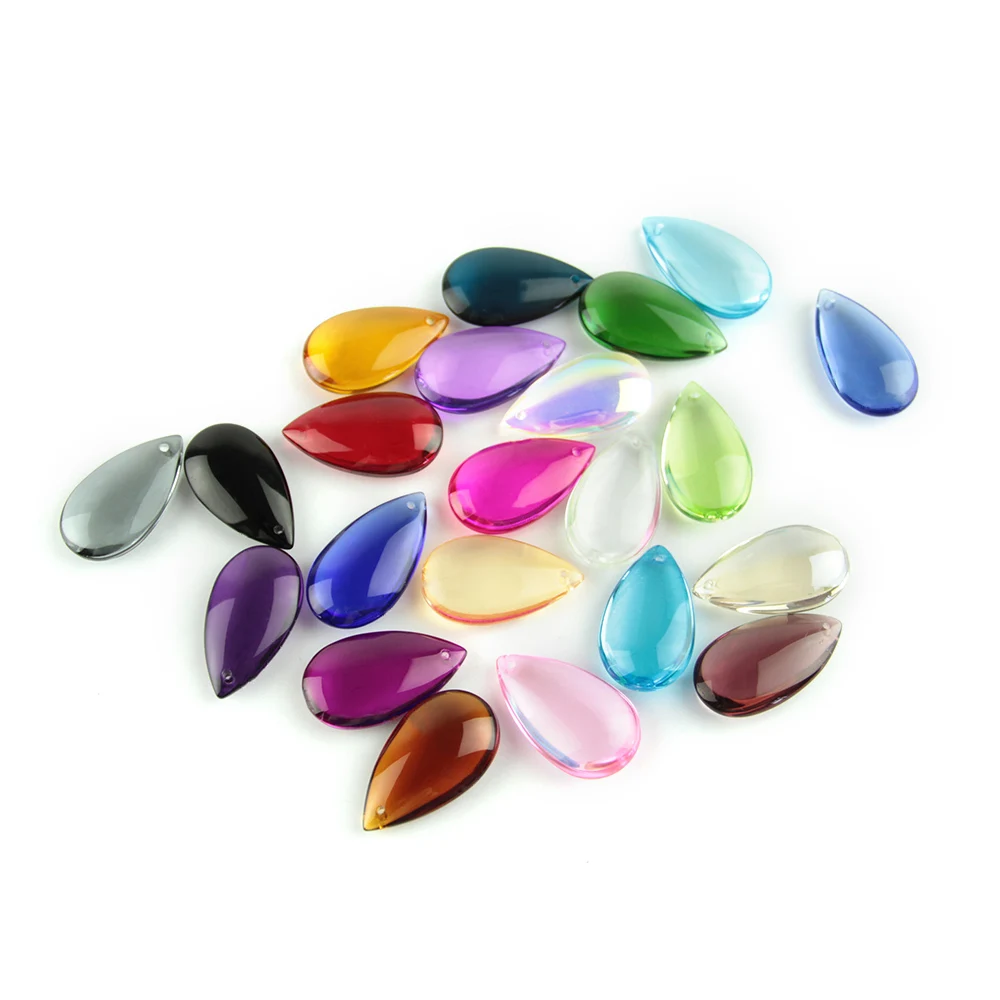 

Crystal Waterdrop Glass Beads with Hole Tear Drop Glass Charm Prism Pendant Bead for DIY Jewelry Chandelier Parts Curtain Decor