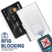 Antitheft ANTI Rfid Blocking ID Bank Credit Card Holder Wallets Men Slim Thin Aluminum Box Metal Mini Minimalist Cardholder Case 3