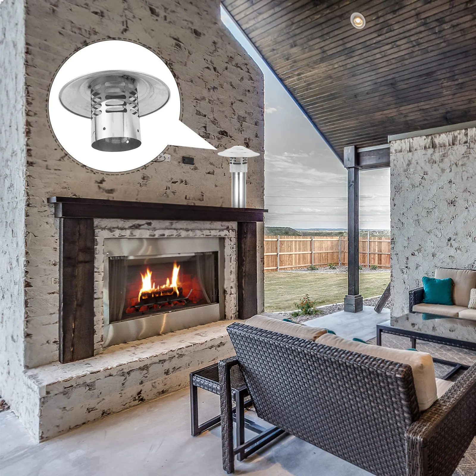 

Stainless Steel Chimney Cap Heavy Duty Rust Resistant Smoke Exhaust Cover Vent Hood Protector for Outdoor Fireplace Efficient