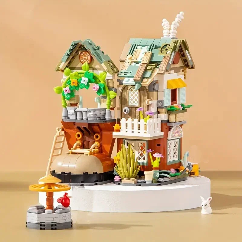 Simulated Fairy Tale House Building Block Set DIY Children\'s Educational Assembly Toys Gift Home Desktop Decoration