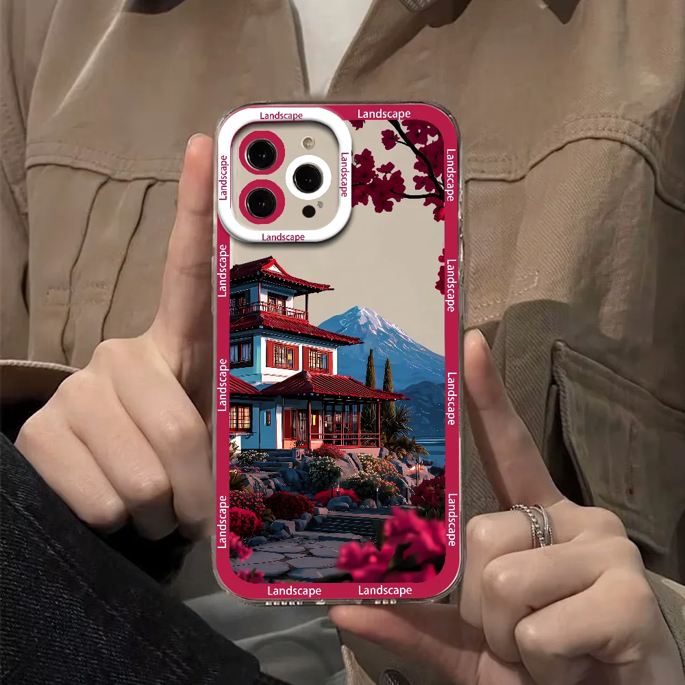 Чехол для телефона с пейзажем японского аниме для Samsung Galaxy S25 Ultra S24 FE S23 S22 Plus, прозрачный противоударный мягкий бампер