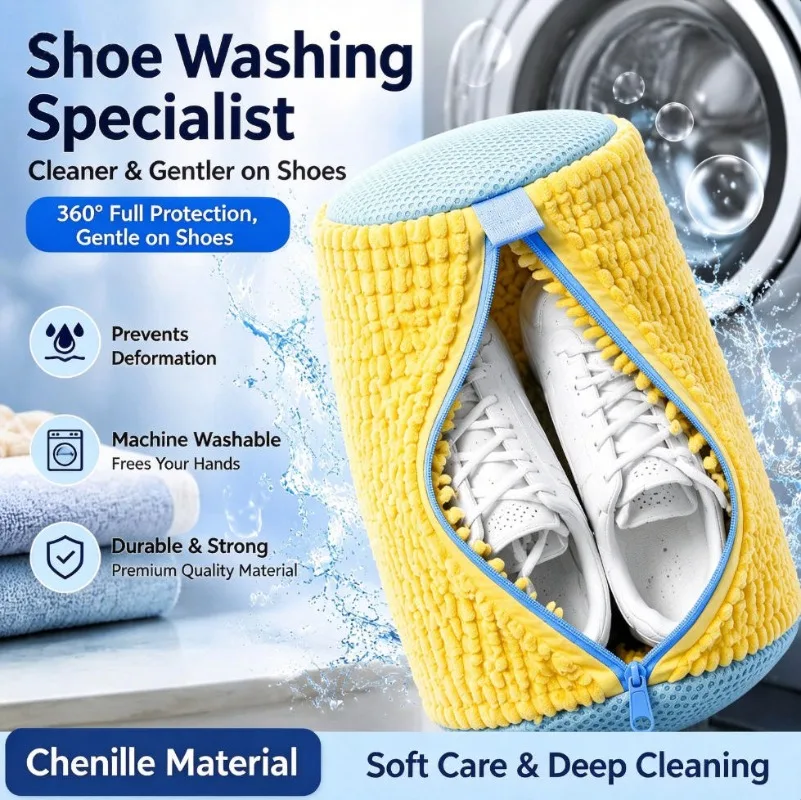 Shoe Washing Bag, Anti-deformation Laundry Shoe Bag, Thick Soft Bristle Shoe Cleaner for Home Laundry