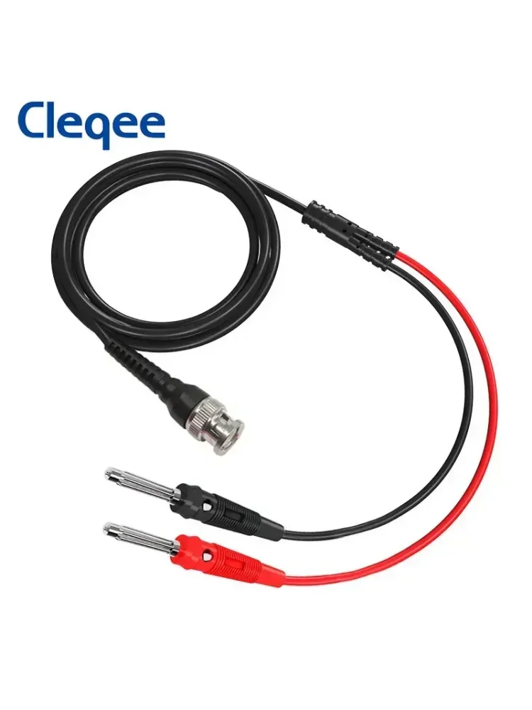 Cleqee P1008A BNC mâle à double fiche banane empilable de 4mm avec fils de Test sonde câble d'oscilloscope Q9 120CM