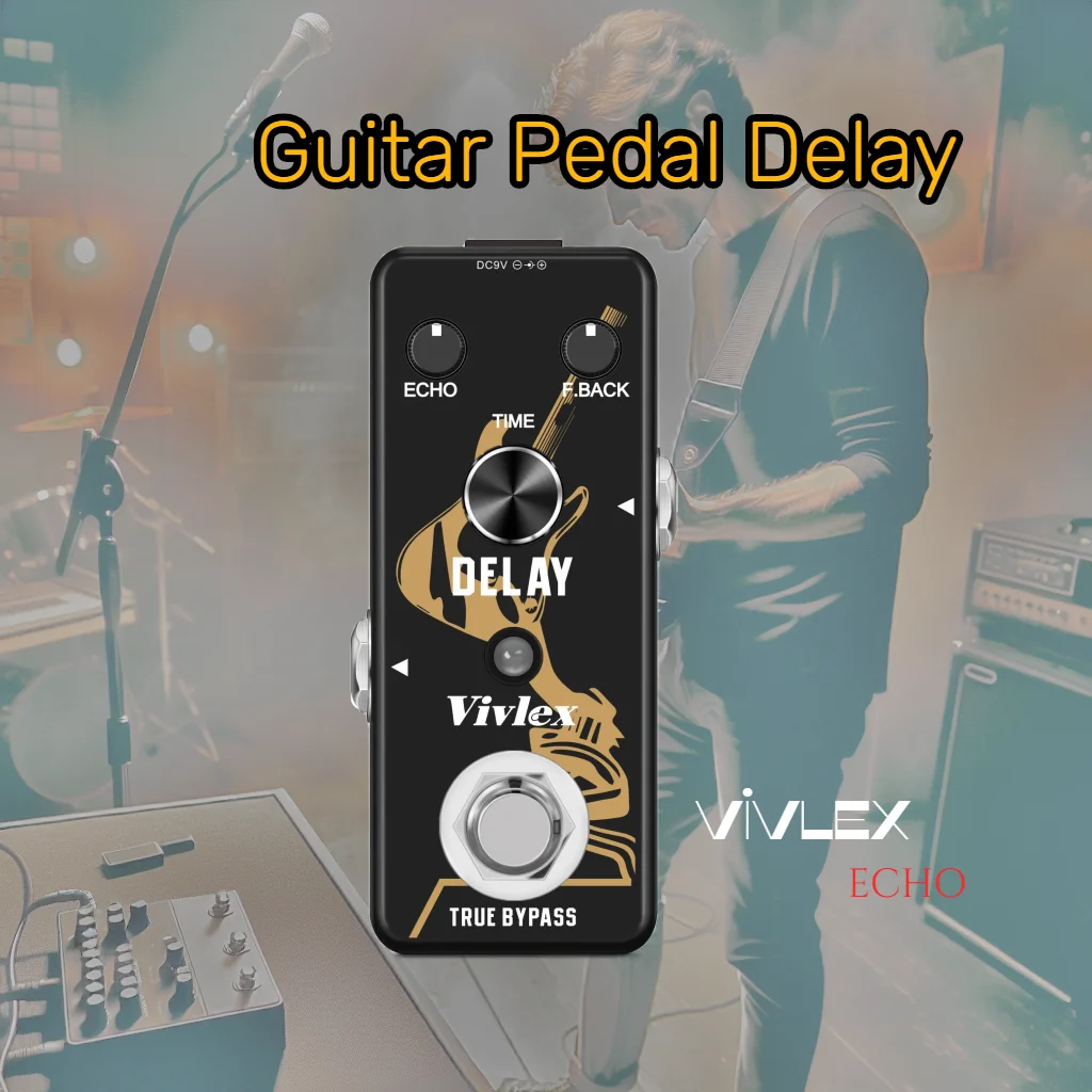 VIVLEX Guitar Delay Pedal Analog ECHO Effect Pedal TIME delay F.back Fully Vintage Delay True Bypass Circuit Universal Black view 6