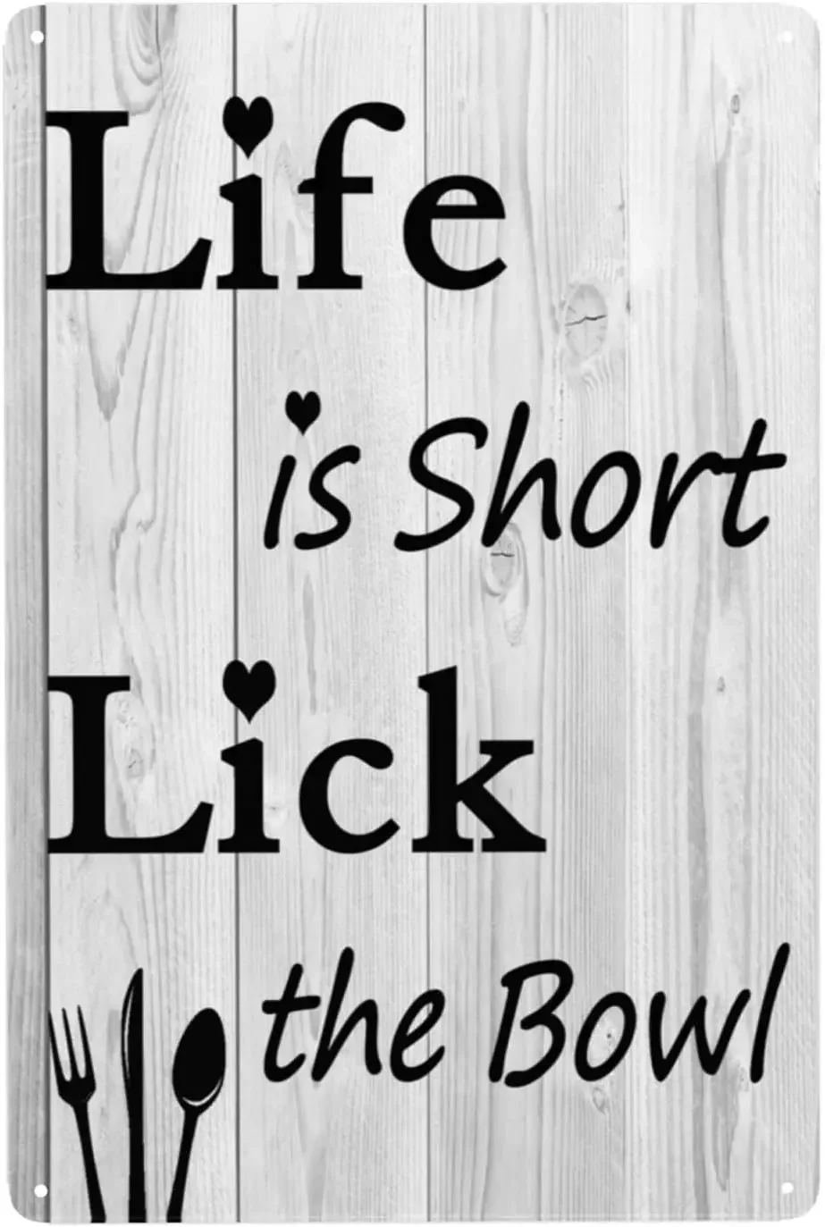 Funny Kitchen Decor Life is Short Lick the Bowl Plaque Sign Vintage Signs Metal Tin Sign for Home Living Room Decoration