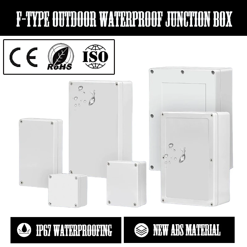 F-type outdoor IP67 waterproof junction box for monitoring power distribution box, sealed with ABS plastic box