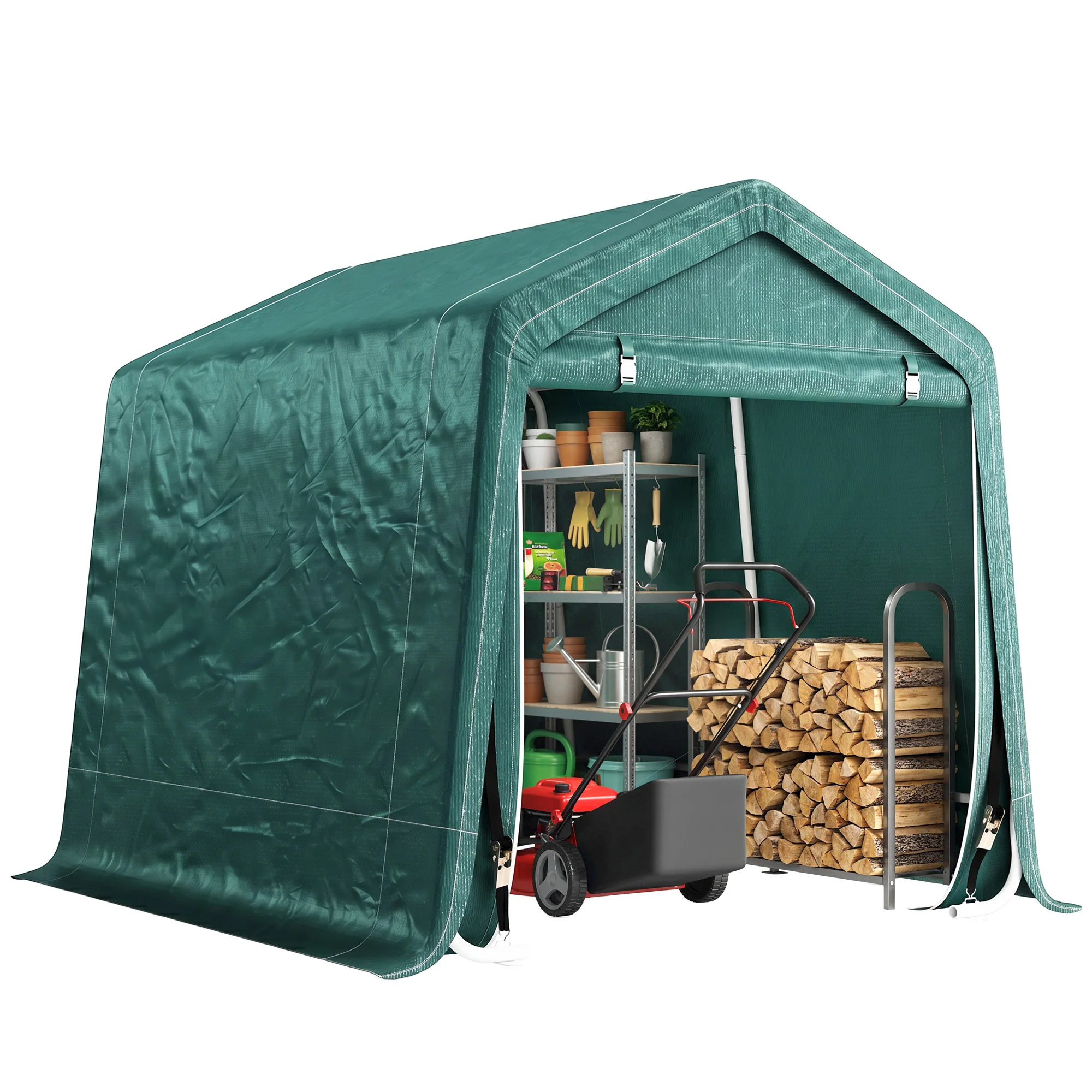 Outsunny Outdoor Tuintent 2,4X2X2 m met 2 deuren met ritssluiting Groen