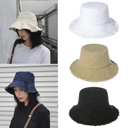 Unisex Foldable Raw Bucket Hat Summer Large Wide Brim UV Protection Sun Fisherman Caps For Men Women Summer Outdoor Hat