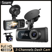 3 Channel Dash Cam for Cars Camera HD 1080P 3-Lens Vehicle Video Recorder Black Box Dual Lens Inside Car DVR Rear View Camera