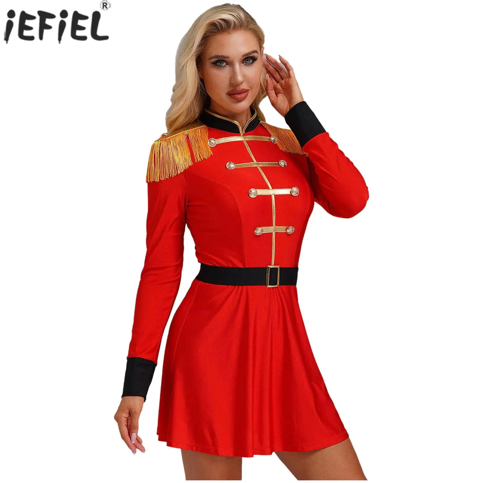 

Women Circus Ringmaster Performance Uniform Formal A-line Dress Lion Tamer Uniform for Party Evening Banquet Magician Costumes