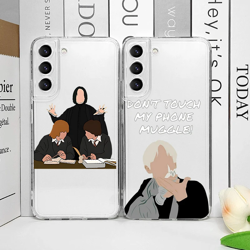כיסוי טלפון שקוף למכשיר Samsung Galaxy S21 S22 S23 S24 S25 FE Plus Ultra 5G Weasley Twins עם דוגמת Draco Malfoy