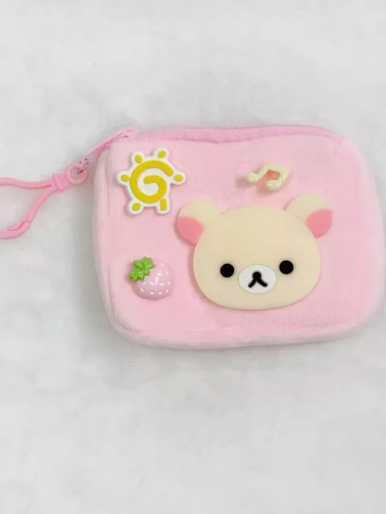 Japanische Kawaii Rilakkuma Cartoon Plüsch-Aufbewahrungstasche Tragbarer Cartoon-Schlüsselanhänger Niedliche Rucksack-Dekoration Geschenke