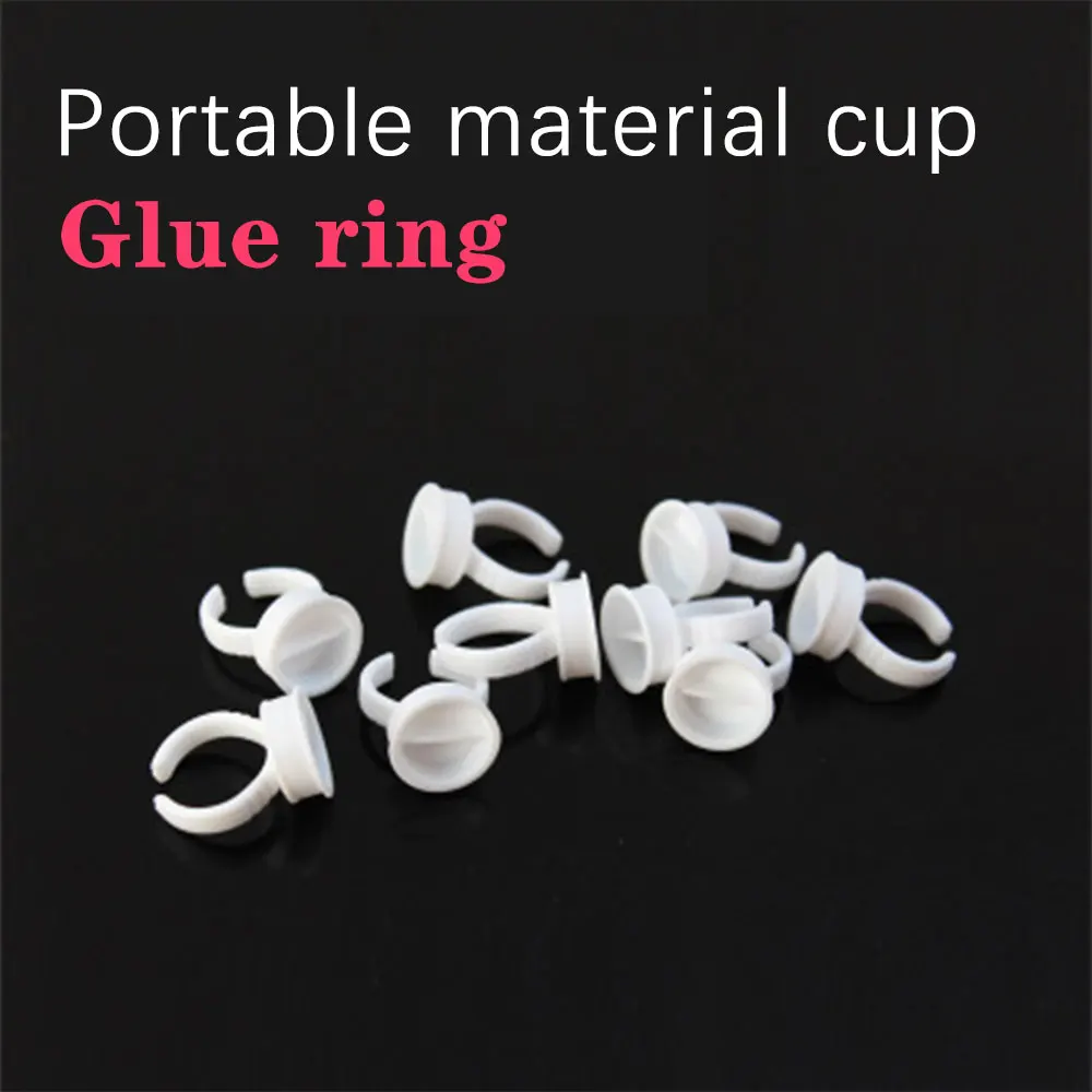 ABONNIE 100 Teile/beutel Wimpern Kleber Ring Halter Tasse Kunststoff Halter Palette Wimpern Kleber Make-Up-Tools