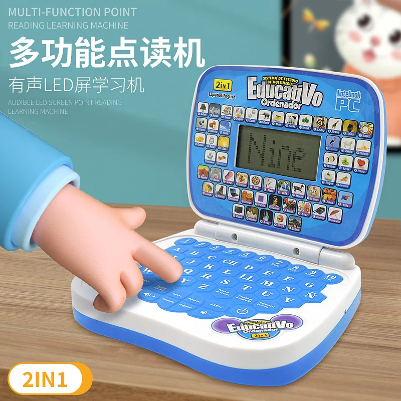 Engels laptopspeelgoed Spaans lezen voor kinderen Vroege onderwijsmachine Multifunctionele tweetalige leermachine