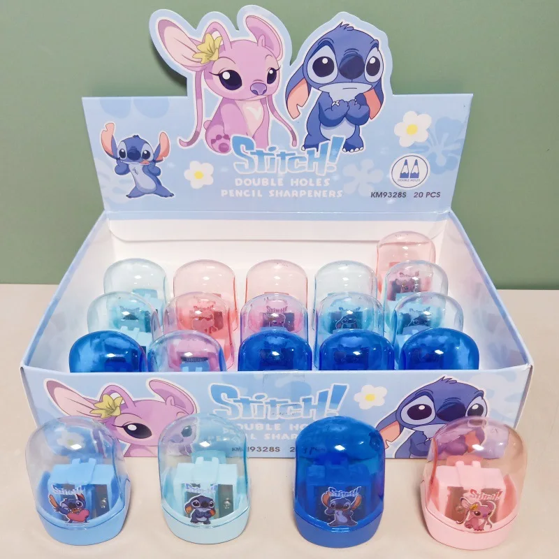 Disney Stitch temperamatite trasparente premi di cancelleria per studenti simpatico cartone animato Mini strumento portatile per matite