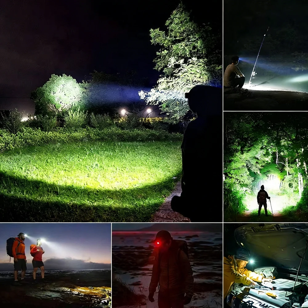 35000LM Headlamp Super Powerful Flashlights EDC LED Flashlight Portable Lights USB Rechargeable Lamp for Outdoor Camping Hiking image 6