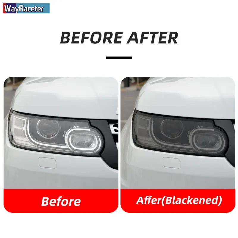 2 Pcs Car Headlight Protective Film Front Light Transparent Smoke Black TPU Sticker For Range Rover Sport L494 2014-2022