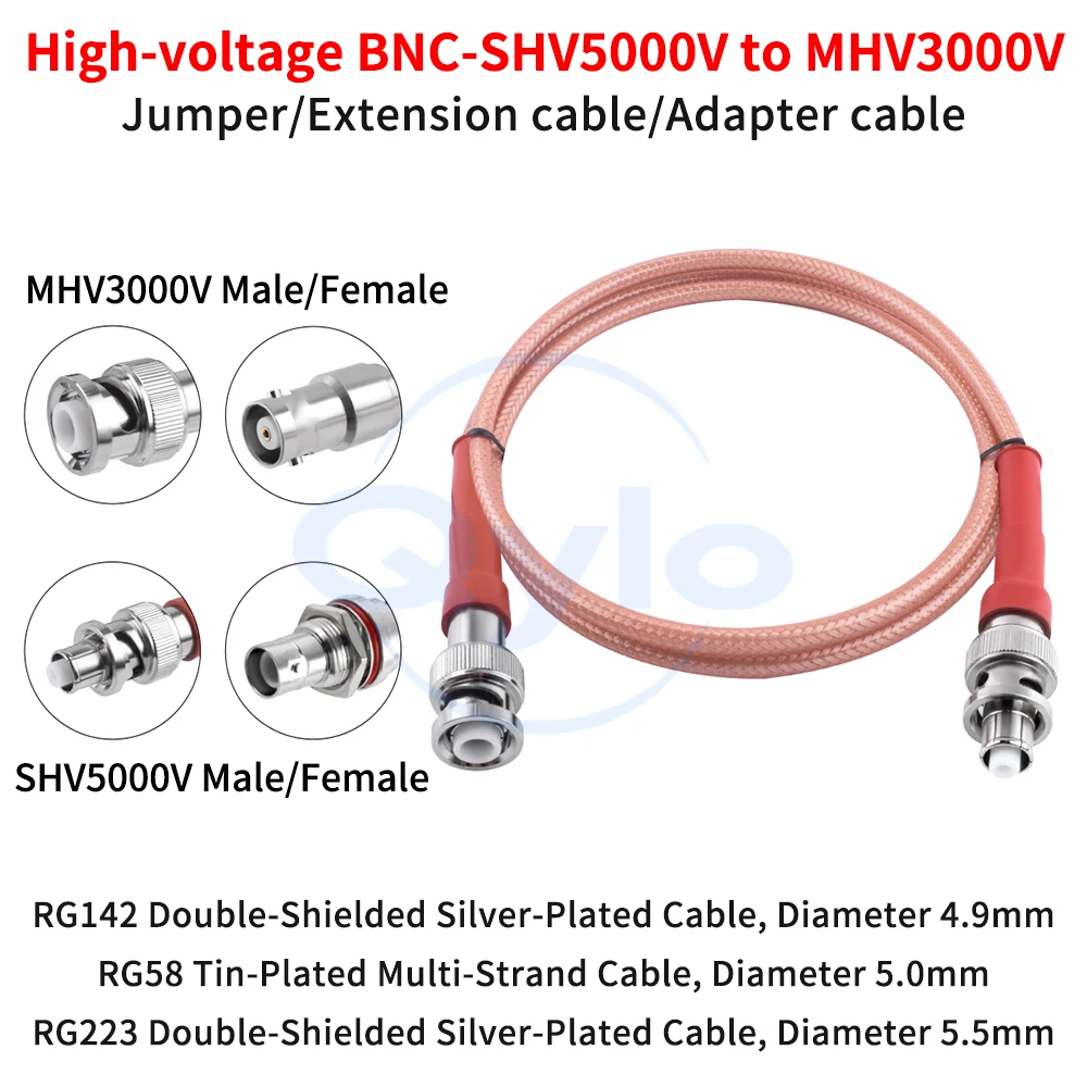 

Высоковольтный соединительный кабель MHV3000V/SHV5000V BNC, коаксиальный тестовый кабель SHV-BNC/MHV (штекер-гнездо) (1 шт.)