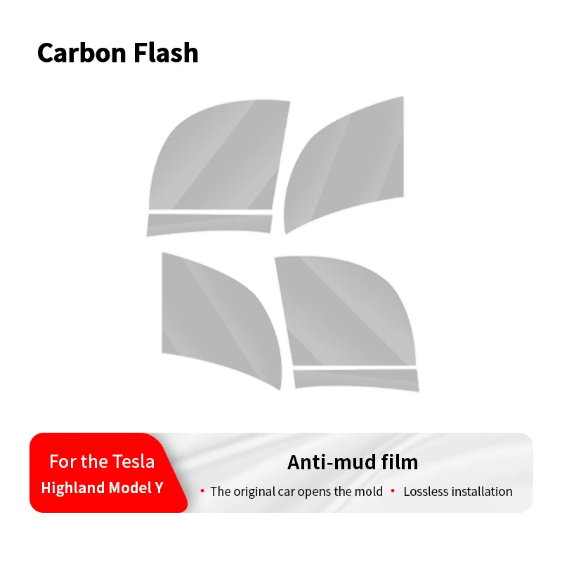 Transparent TPU Door Triangle Anti-Mud Film for Tesla 2021-2025 Model Y – Carbon Flash Refit Sticker