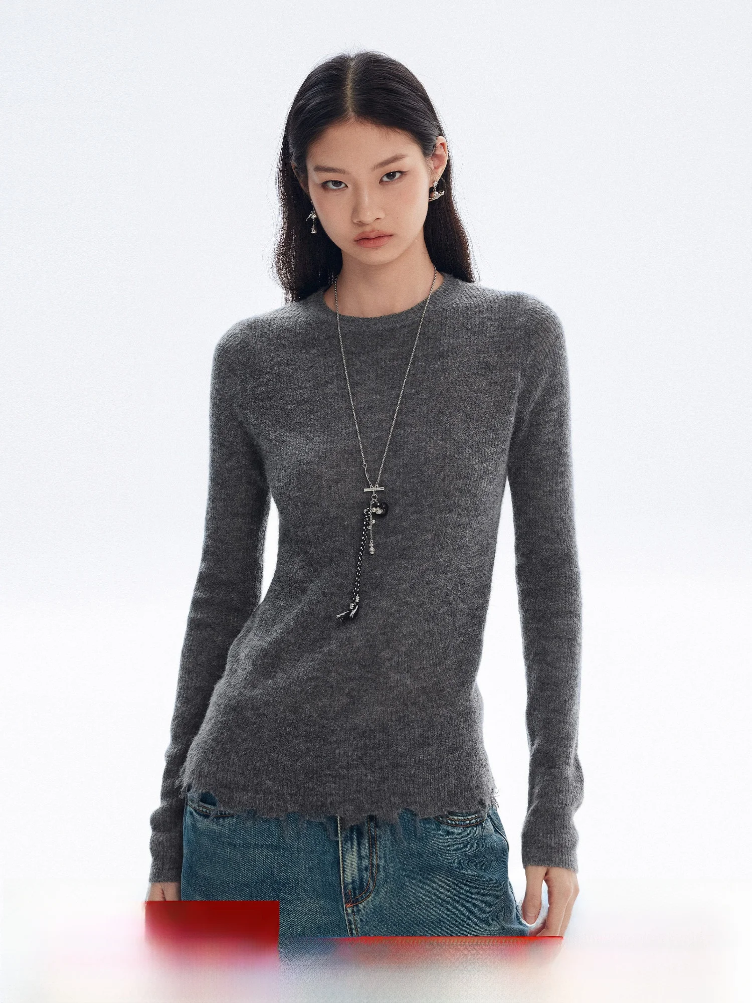 

Женский укороченный джемпер Molycho с круглым вырезом и длинными рукавами, свободного кроя, в уличном стиле, весенняя коллекция