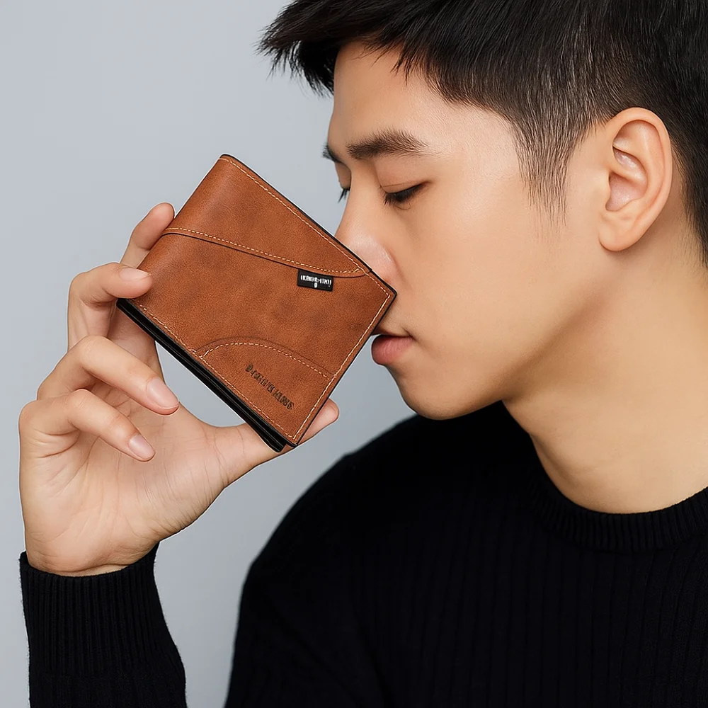 محفظة رجالية من جلد البولي يوريثان ذات سعة كبيرة مربعة قصيرة للبطاقات حقيبة فاخرة كلاسيكية للأعمال أساسيات السفر