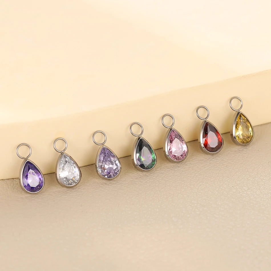 1pc Titanium Waterdrop Teardrop CZ Charm for Lobe Ear Piercing Belly Dangle Drop Hoop Earrings view 4