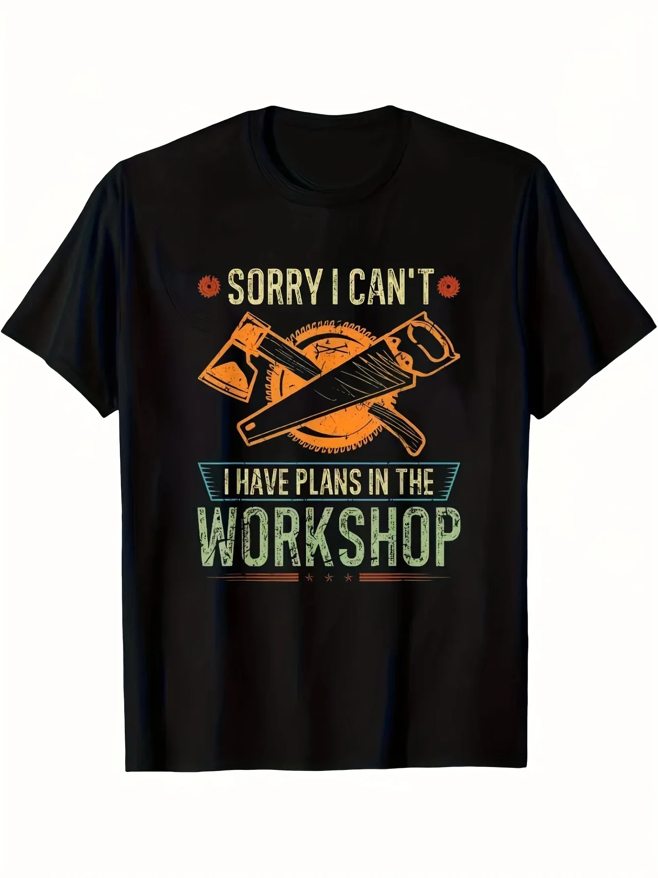 New 1pc Men's Woodworking T-Shirt - Casual Short Sleeve Tee Suitable for & Woodworker Gifts, Tool-Themed Round Neck Shirt, Machi