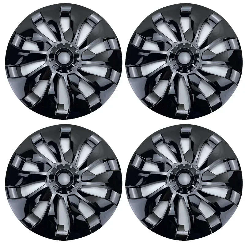 Set Of 4 Gloss Black No Logo Wheels Cap Hubcap ABS Wheels Rim Cover Turbine Wheel Cover 18 Inch For Tesla Model 3