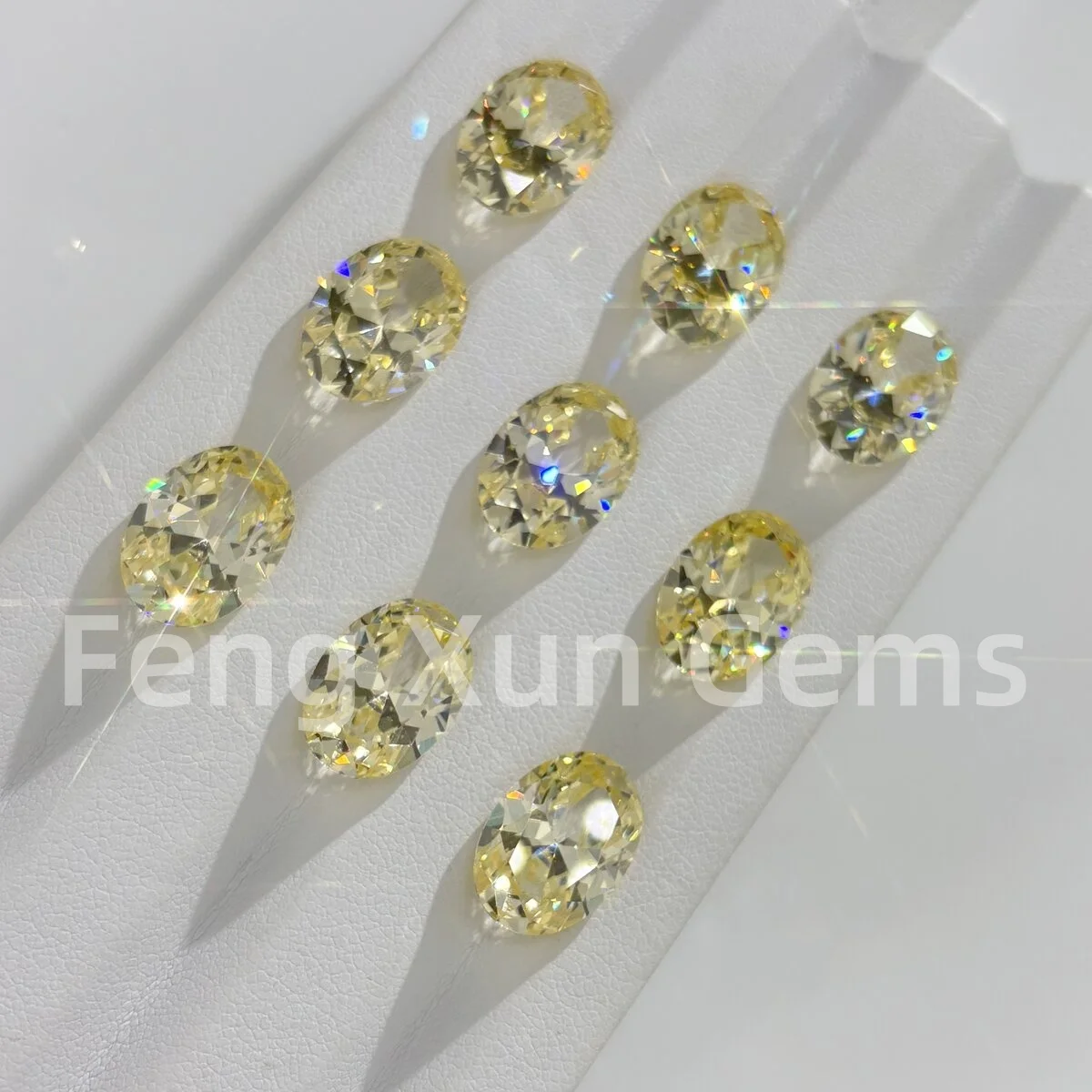 

Light Yellow Cubic Zirconia Oval Cut Gemstone Egg Shape Faceted Grade AAAAA For woman Jewelry Ring makeing