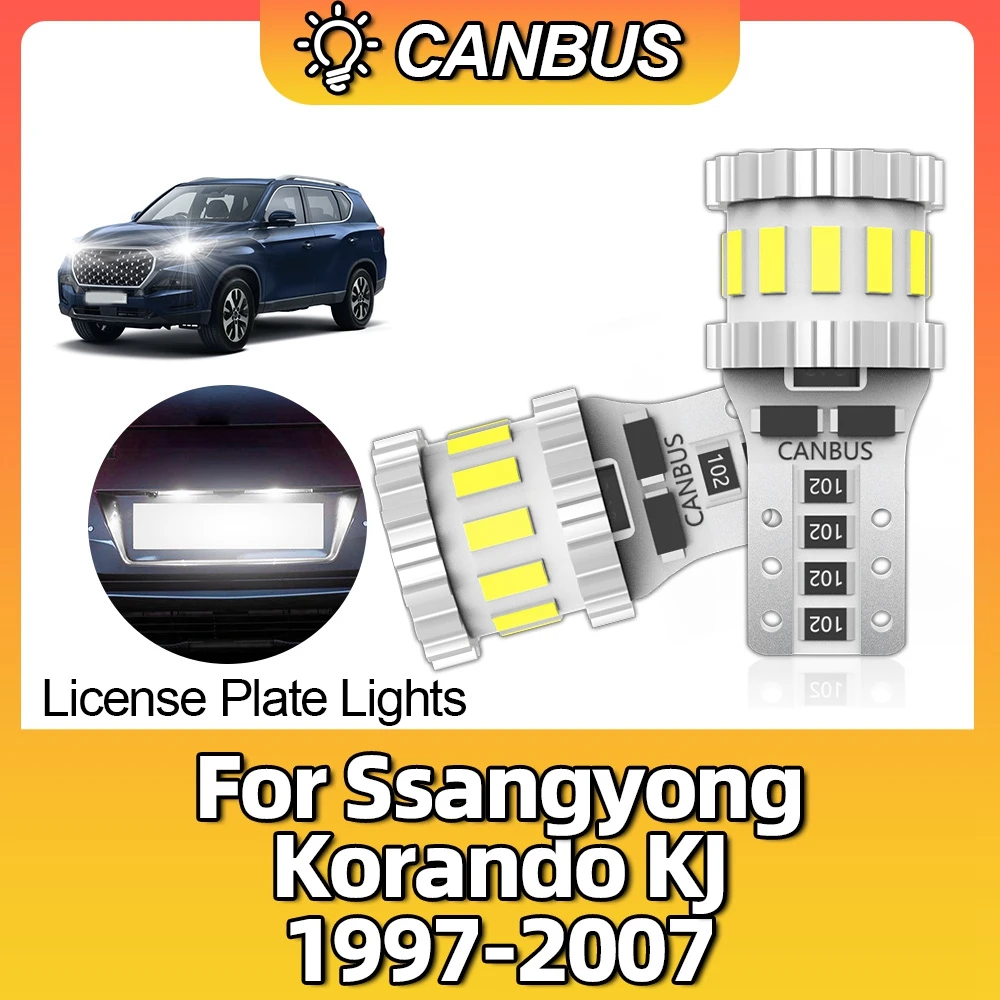 2PCS 168 LED T10 W5W Canbus No Error Interior Dome License Plate Lamp For SsangyongKorando KJ 1997 1998 1999 2000 2001 2002-2007