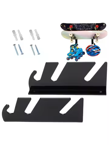 Skateboard Display Rack Acrylic Skateboard Mount With Storage Hook Two Layer Of Skateboard Hanger For Deck Skateboard Wall Mount