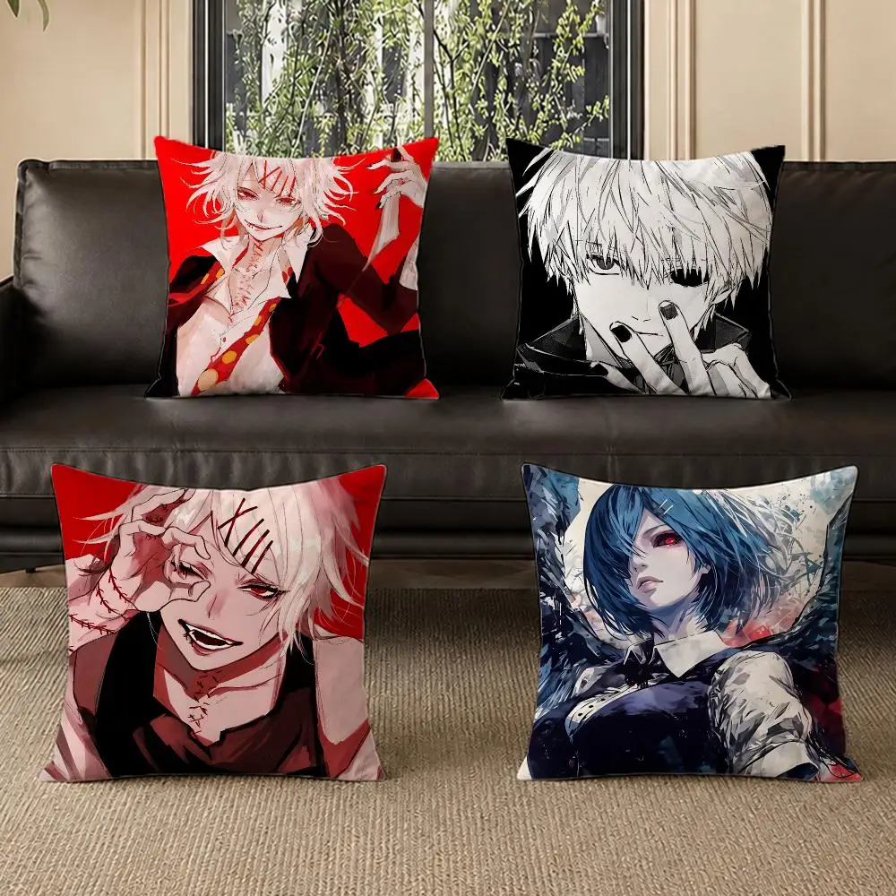 anime Tokyo Ghoul Cushion Cover Pillow Short Plush Pillow Modern Minimalist Style for Living Room Bedroom Gift Giving