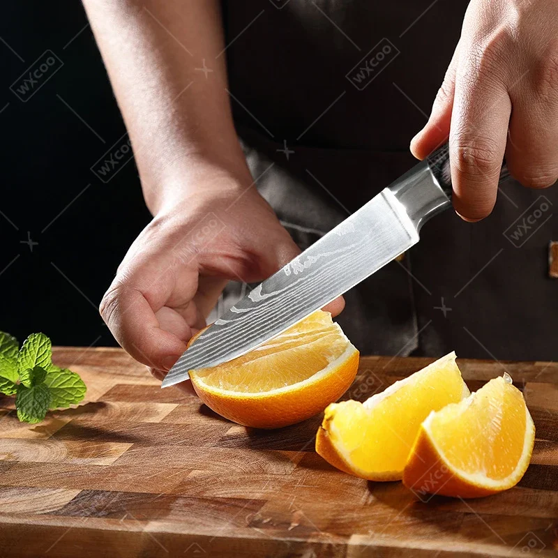 WXCOO Japanese Kitchen Knives High Carbon Steel Knife Set Meat Cleaver Boning Knife Santoku Butcher Carving Knife with Sheath image 4