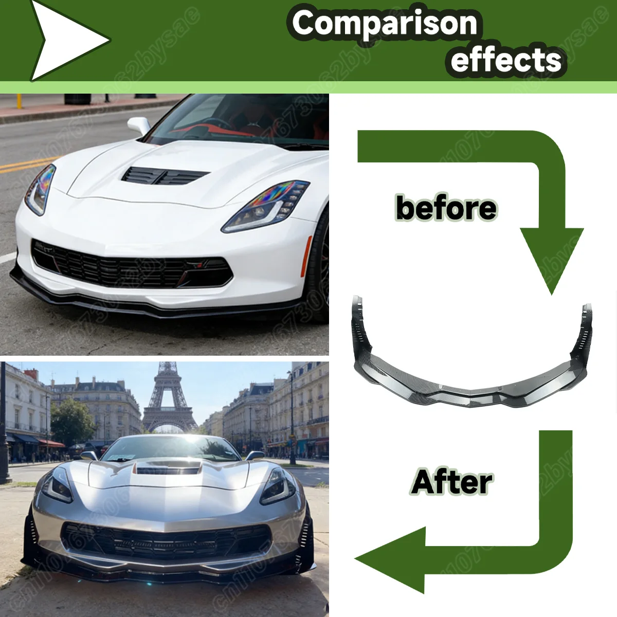 For Chevy Corvette C7 Z06 ZR1 2014 2015 2016 2017 2018 2019 Auto Front Bumper Lip Car Front Chin Spoiler Body Modification Kit