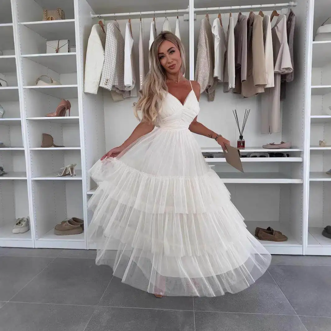 

Новое элегантное платье-сарафан с V-образным вырезом и завышенной талией, без рукавов, из триацетатного волокна, без бренда