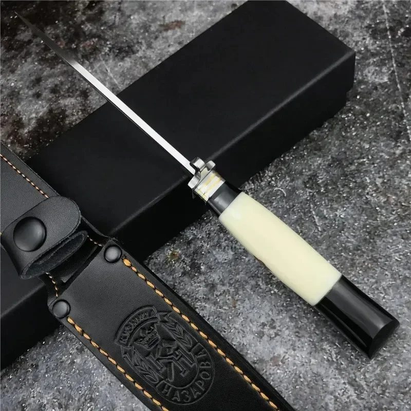 Russian Finka NKVD Fixed Blade Knife Outdoor EDC Camping Survival Hunting Knife Tactical Self Defense Leather Sheath