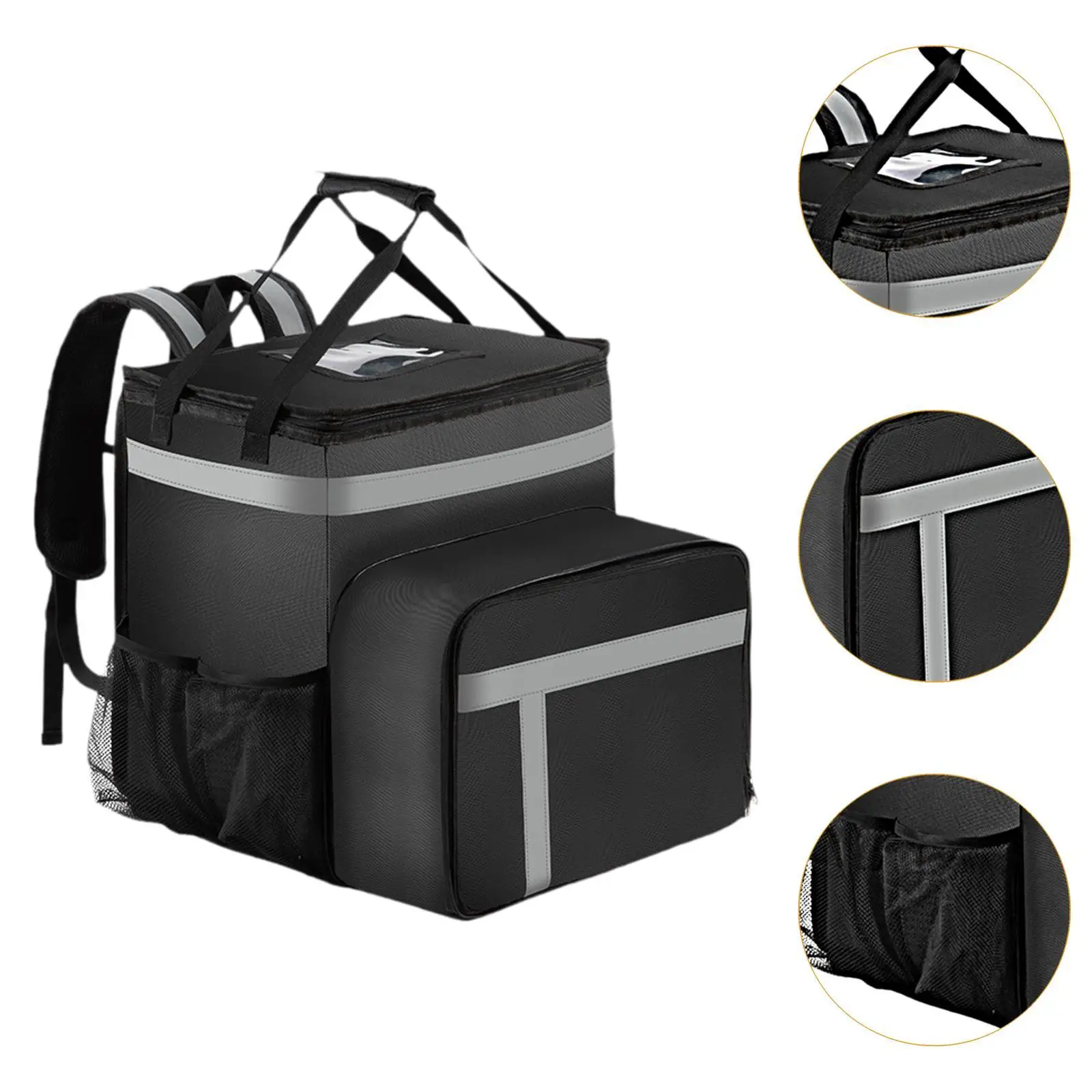 Large Pizza Delivery Backpack Reusable Waterproof Warm Food Bag for Travel Picnic Parties Outdoor Events Catering Delivery Bike