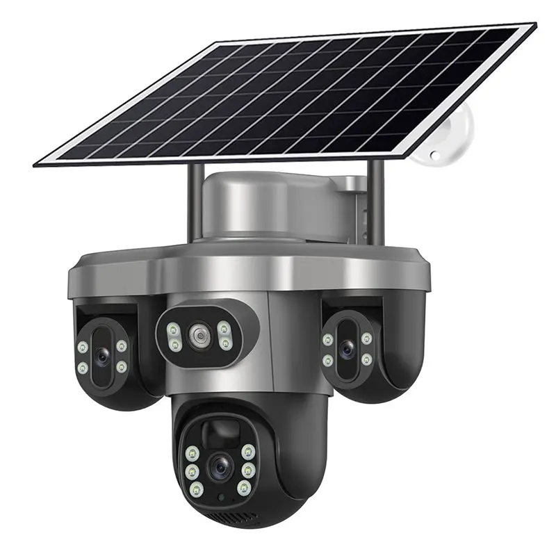 

ABGI-Wireless Smart Solar Camera Monitoring Gun-Ball Camera In One T12B Solar-Powered Wifi 3-Lens 3-View 3 Lens Rotatable