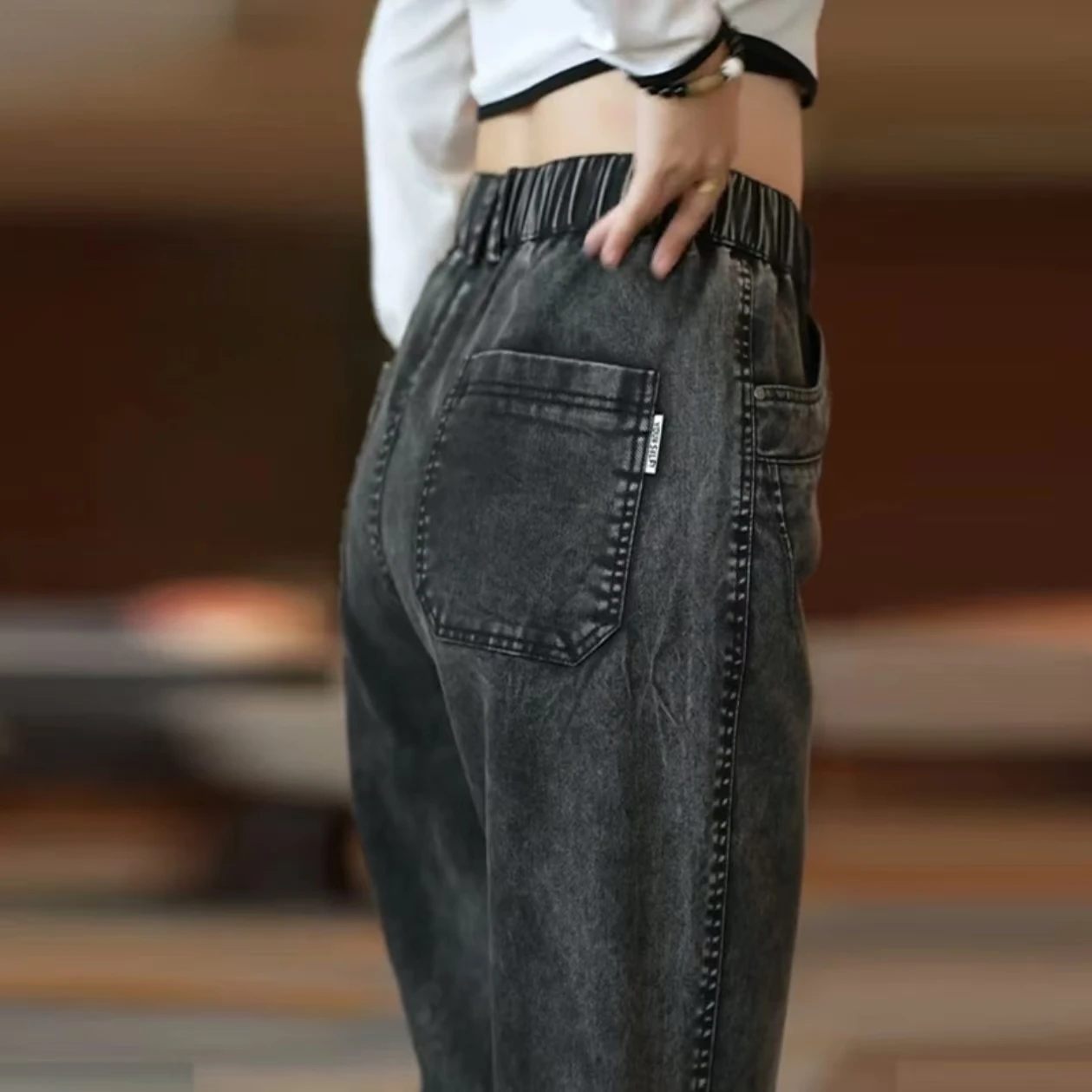 

Мужские джинсы из лиоцелла с узором «тайди-дай», свободные прямые повседневные длинные брюки, зауженные широкие штанины, модные городские, осенняя одежда