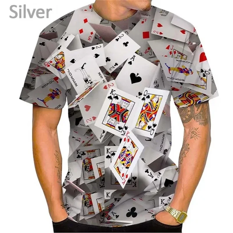 3D Print Playing Cards Poker T Shirts For Men Women Funny Playing Cards Tee Tops Personality Casual Short Sleeves Hip Hop Tshirt