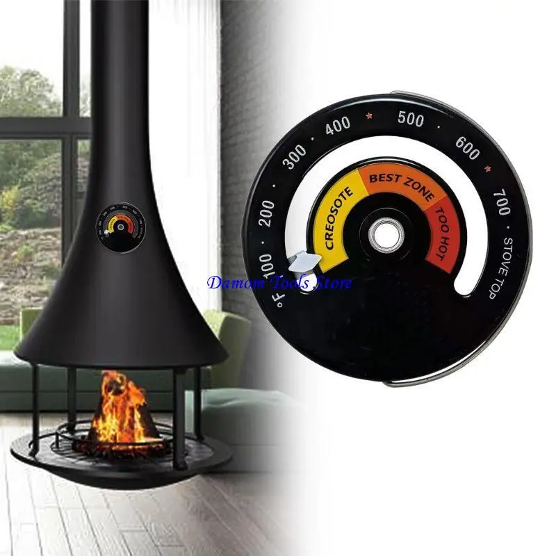 57BE Stove Thermometer Heat Powered Temperature Gauge for Log Burning
