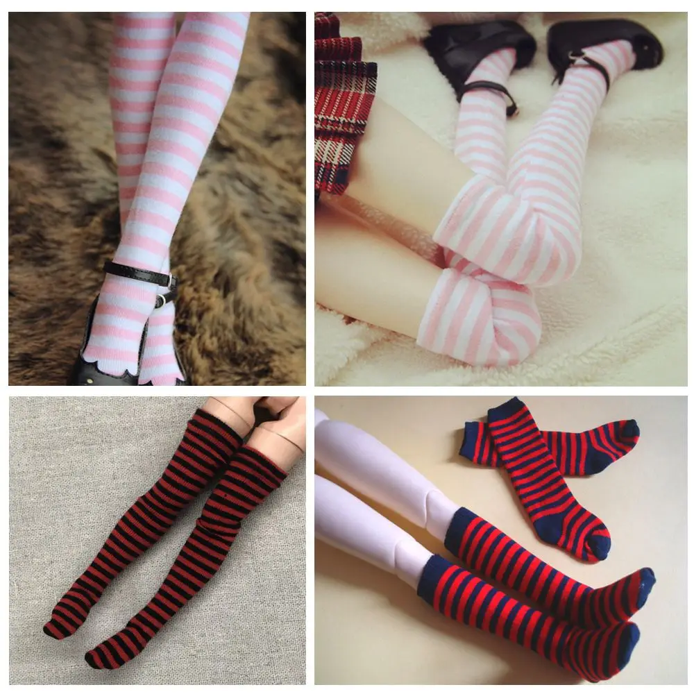 1 Pair Fashion Children  Girl DIY 's Clothes Accessories 1/6  Stockings Christmas Gift Stripe Socks