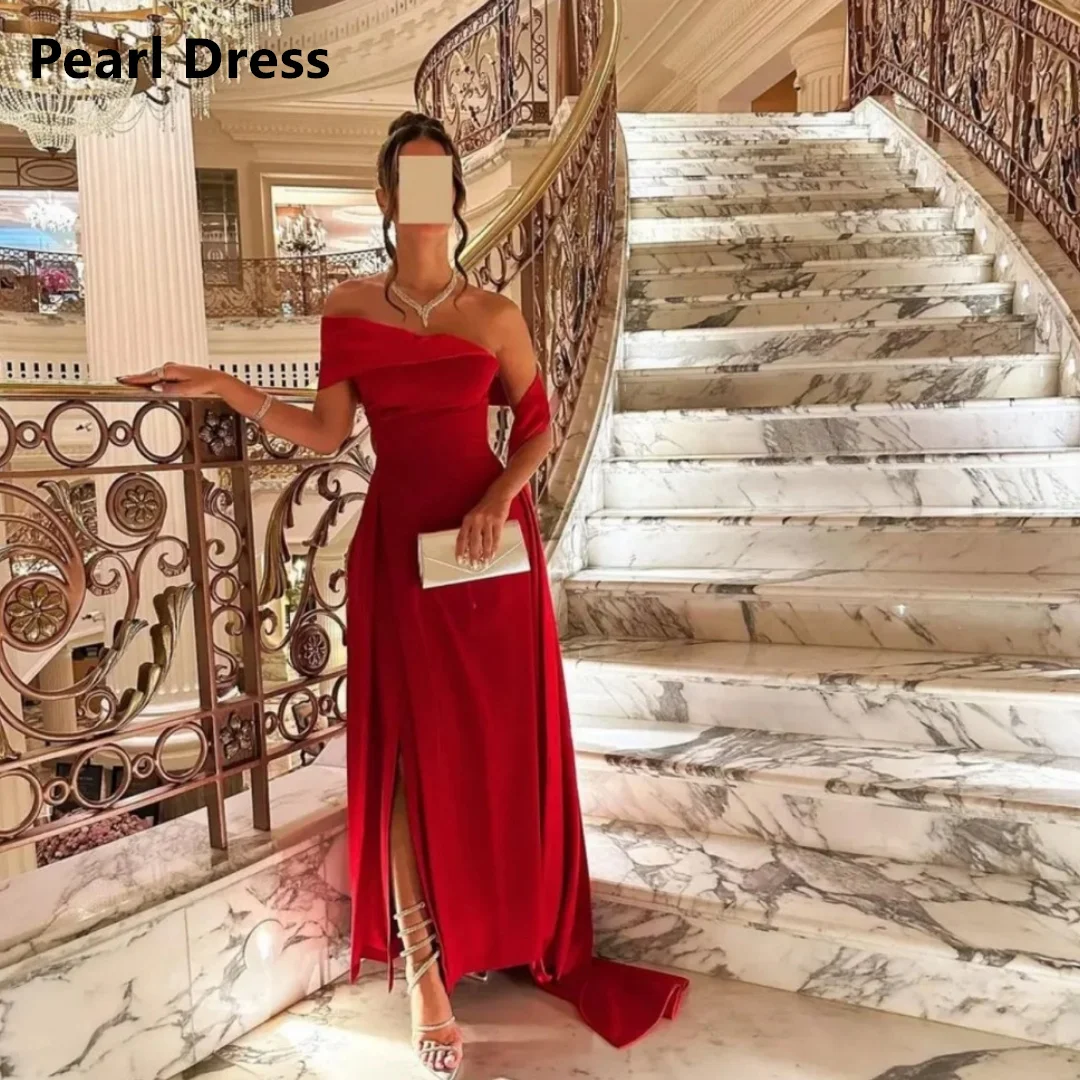 

Pearl Satin Luxurious Women's Evening Dresses for Special Occasions Fish Tail Custom Made Dress Women Elegant Party Side Slit