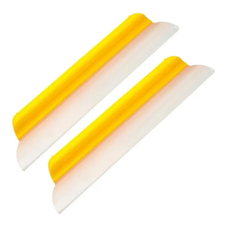 NEW HOT In Stock-Yellow 14 Inch Car Drying Squeegee 2-Pack Longer Silicone Water Squeegee Window Shower Blade Automotive Squeege