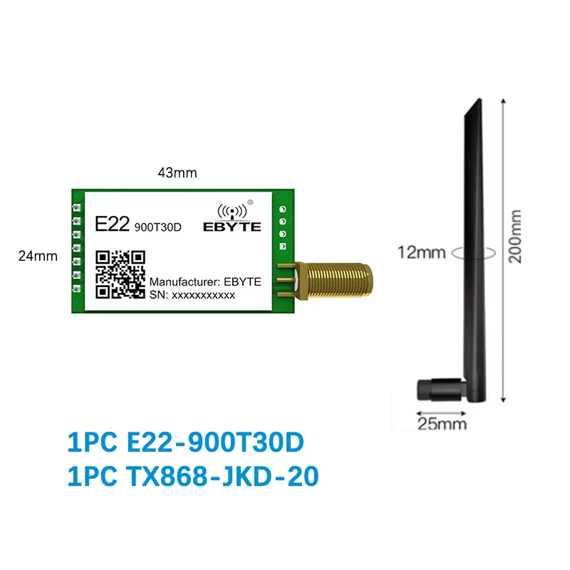 Модуль LoRa 868 МГц RF на большие расстояния 10 км 30 дБм CDSENET E22-900T30D SMA-K Интерфейс Беспроводной приемопередатчик Приемник