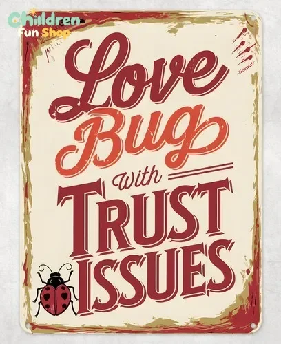 Love Bug with Trust Issues Metal Poster Wall Tin Sign Man Cave Shed Home Plaque --Tin Sign