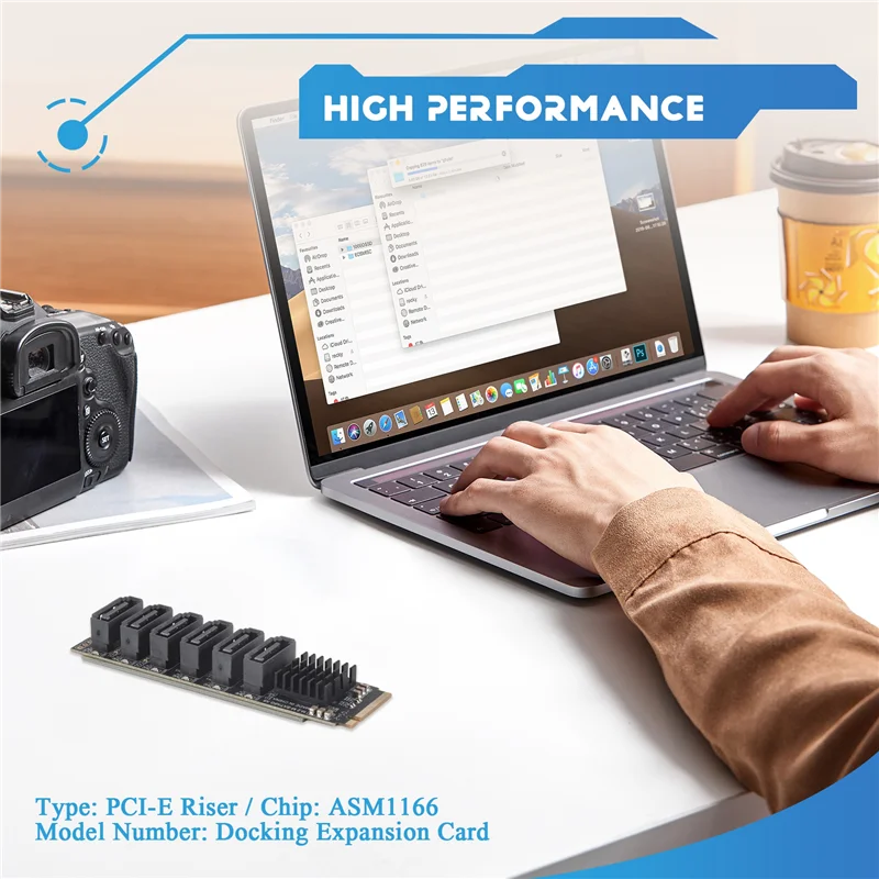 A23F-M.2 NVME PCI-E PCIE X4 X8 X16 To 6 Port 3.0 SATA Adapter Card Riser ASM1166 Chassis Server PC Computer Expansion Card